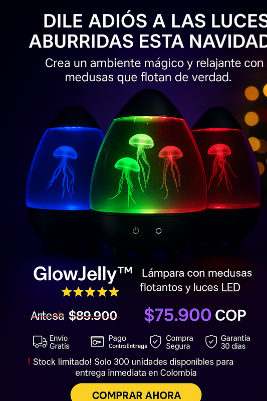 GlowJelly™ | Lámpara con medusas flotantes y luces LED multicolor